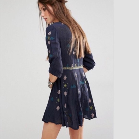 Free People Navy Floral Mini Dress - Picture 12 of 12